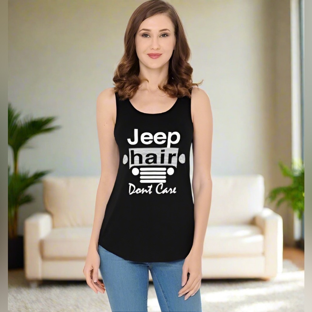 NEW Jeep Hair Don't Care Graphic Tank Top, Black M/XL/2XL/3XL